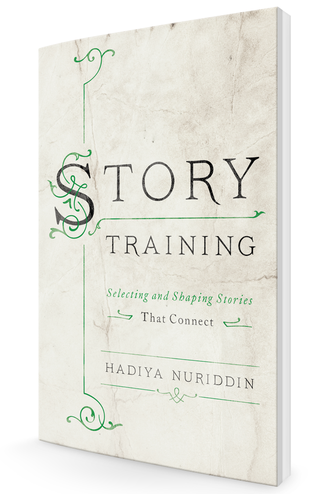 Three-dimensional cover of the book StoryTraining: Selecting and Shaping Stories That Connect by Hadiya Nuriddin